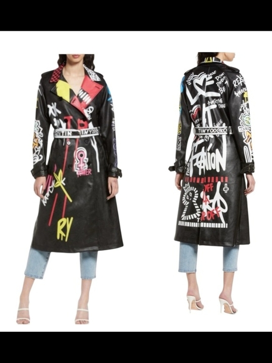 Azalea Wang Jackets & Blazers - Azalea Wang Graffiti Trench Coat